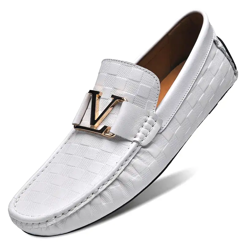 100% Genuine Leather Shoes Crocodile Pattern Mens Loafers Flats Moccasins Strap Slip on