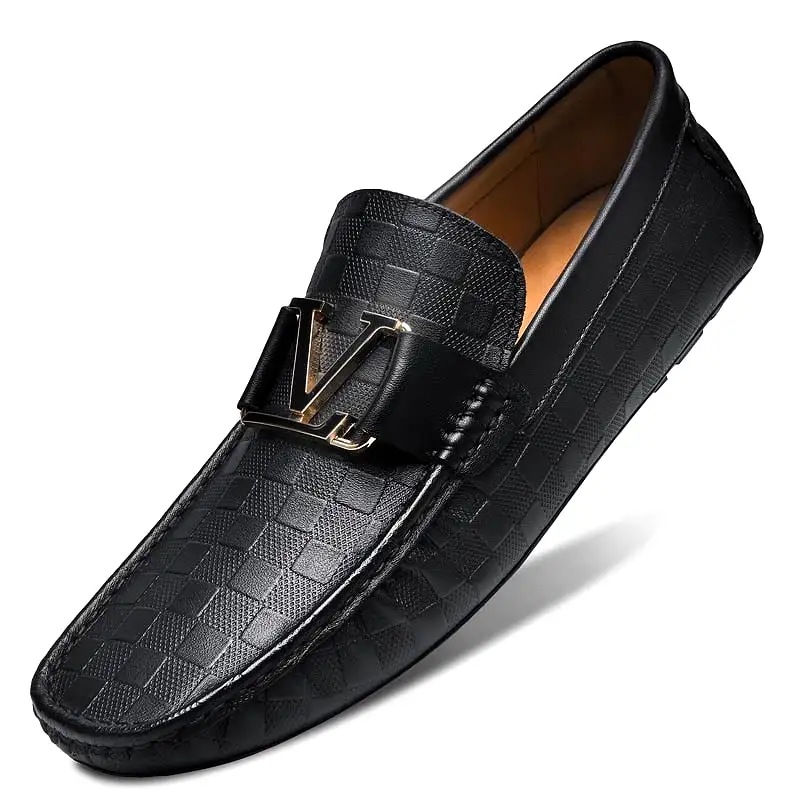 100% Genuine Leather Shoes Crocodile Pattern Mens Loafers Flats Moccasins Strap Slip on