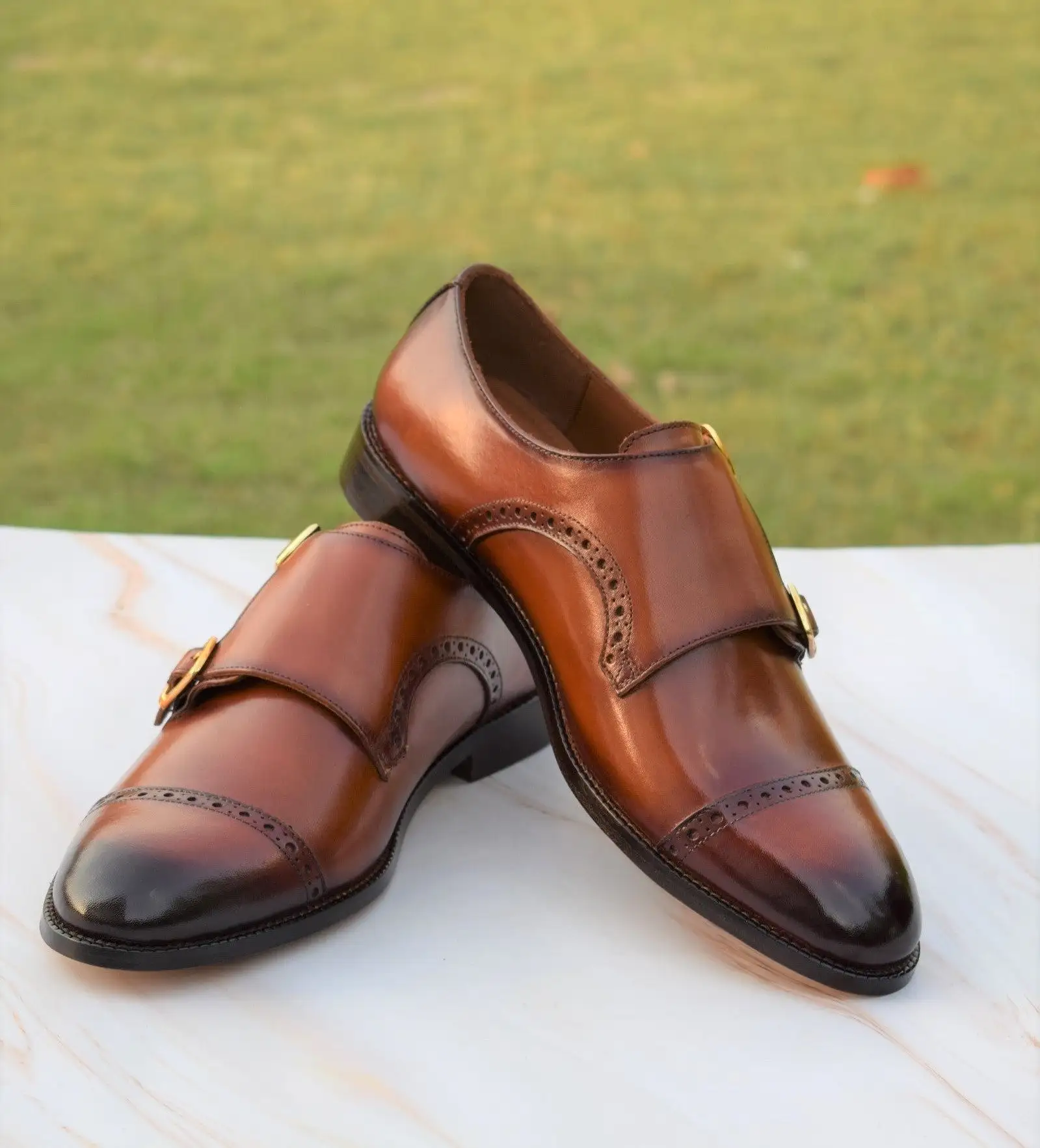 Adam Double Monk Strap Leather Shoes