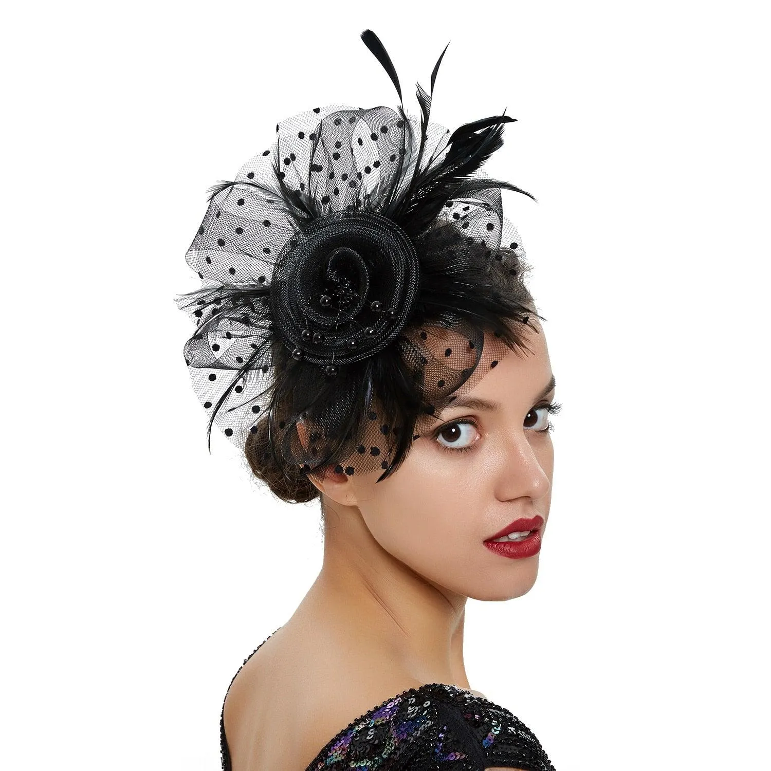 Add a Vintage Twist to Your Alternative Style with Feather Flower Fascinator Hat Ladies Hairpin