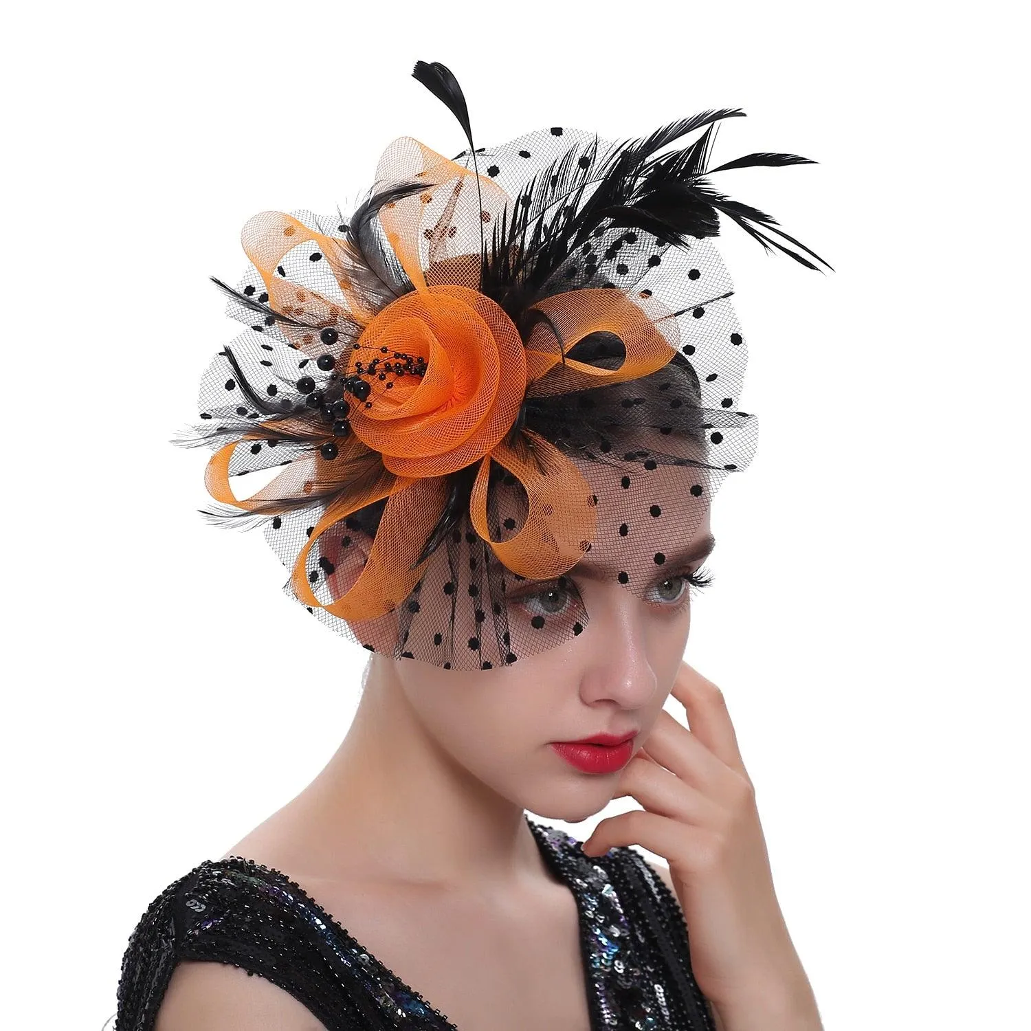 Add a Vintage Twist to Your Alternative Style with Feather Flower Fascinator Hat Ladies Hairpin