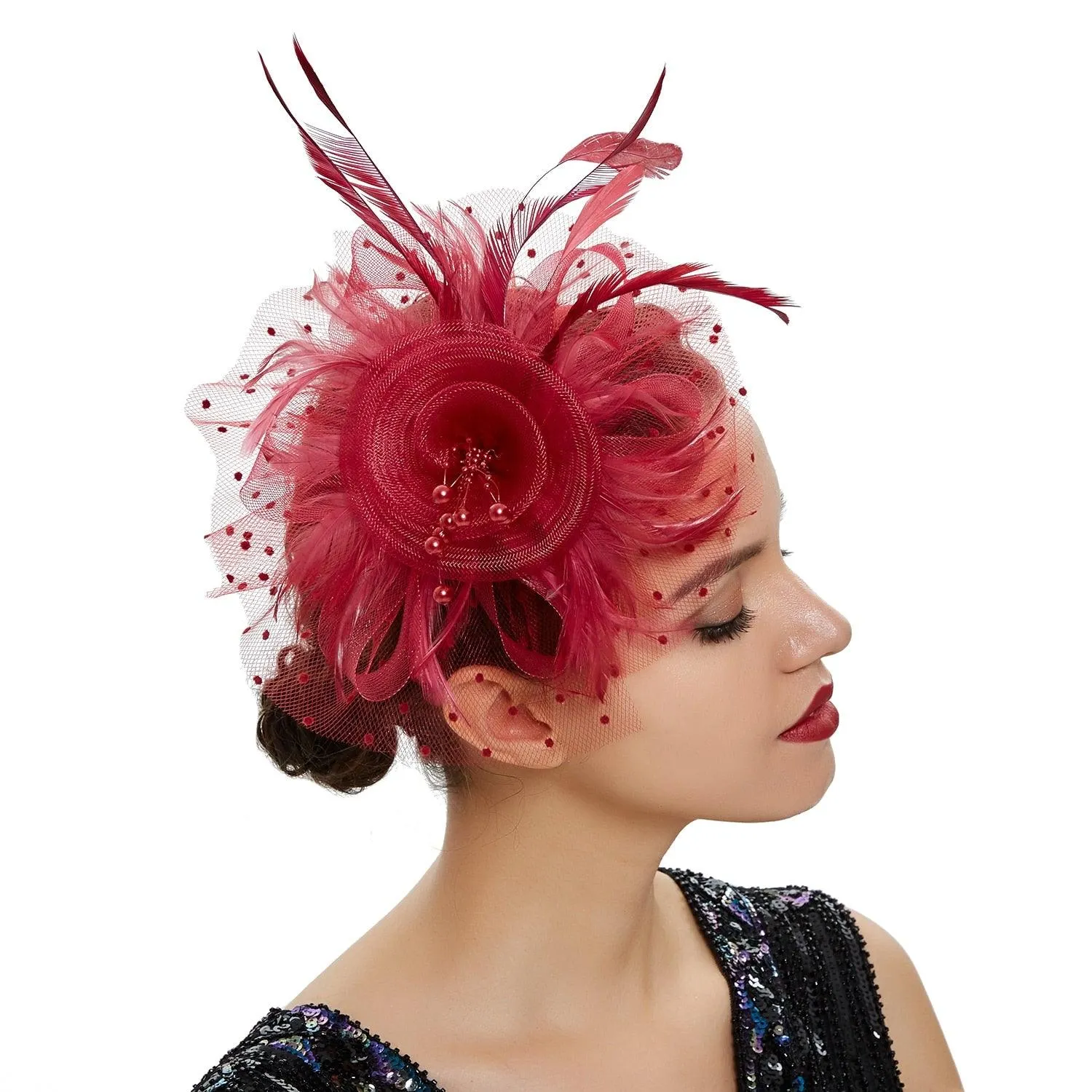 Add a Vintage Twist to Your Alternative Style with Feather Flower Fascinator Hat Ladies Hairpin