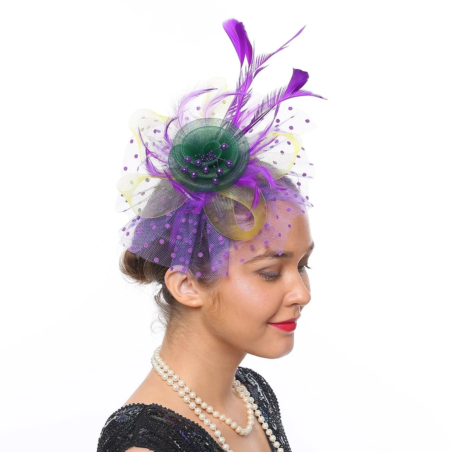 Add a Vintage Twist to Your Alternative Style with Feather Flower Fascinator Hat Ladies Hairpin