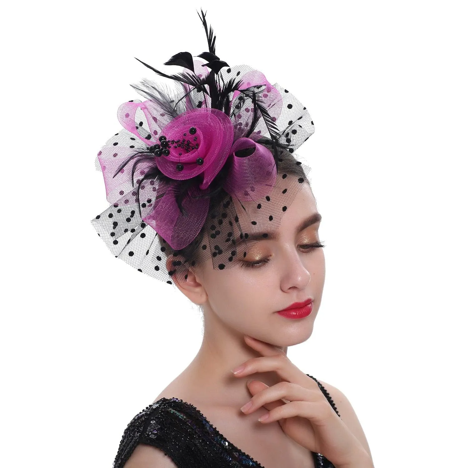 Add a Vintage Twist to Your Alternative Style with Feather Flower Fascinator Hat Ladies Hairpin