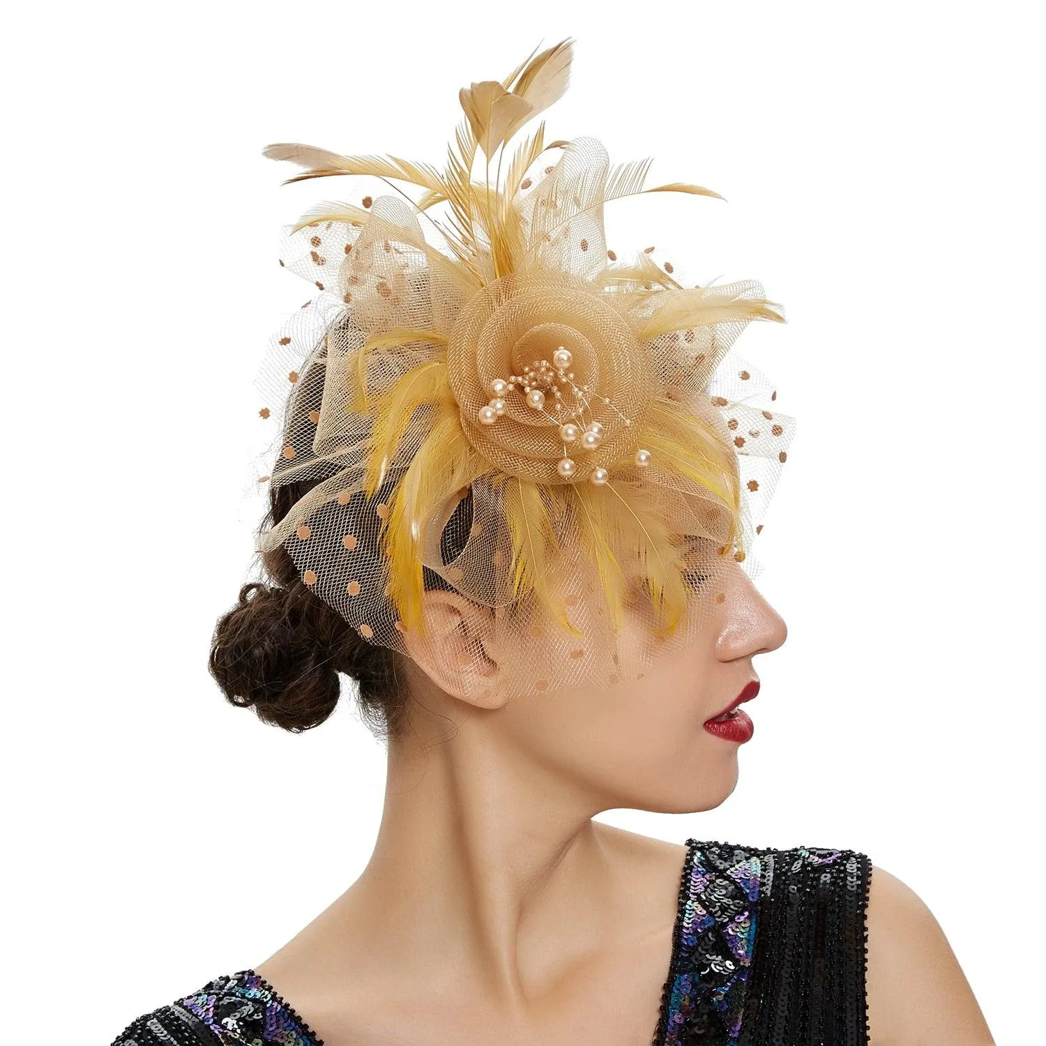 Add a Vintage Twist to Your Alternative Style with Feather Flower Fascinator Hat Ladies Hairpin