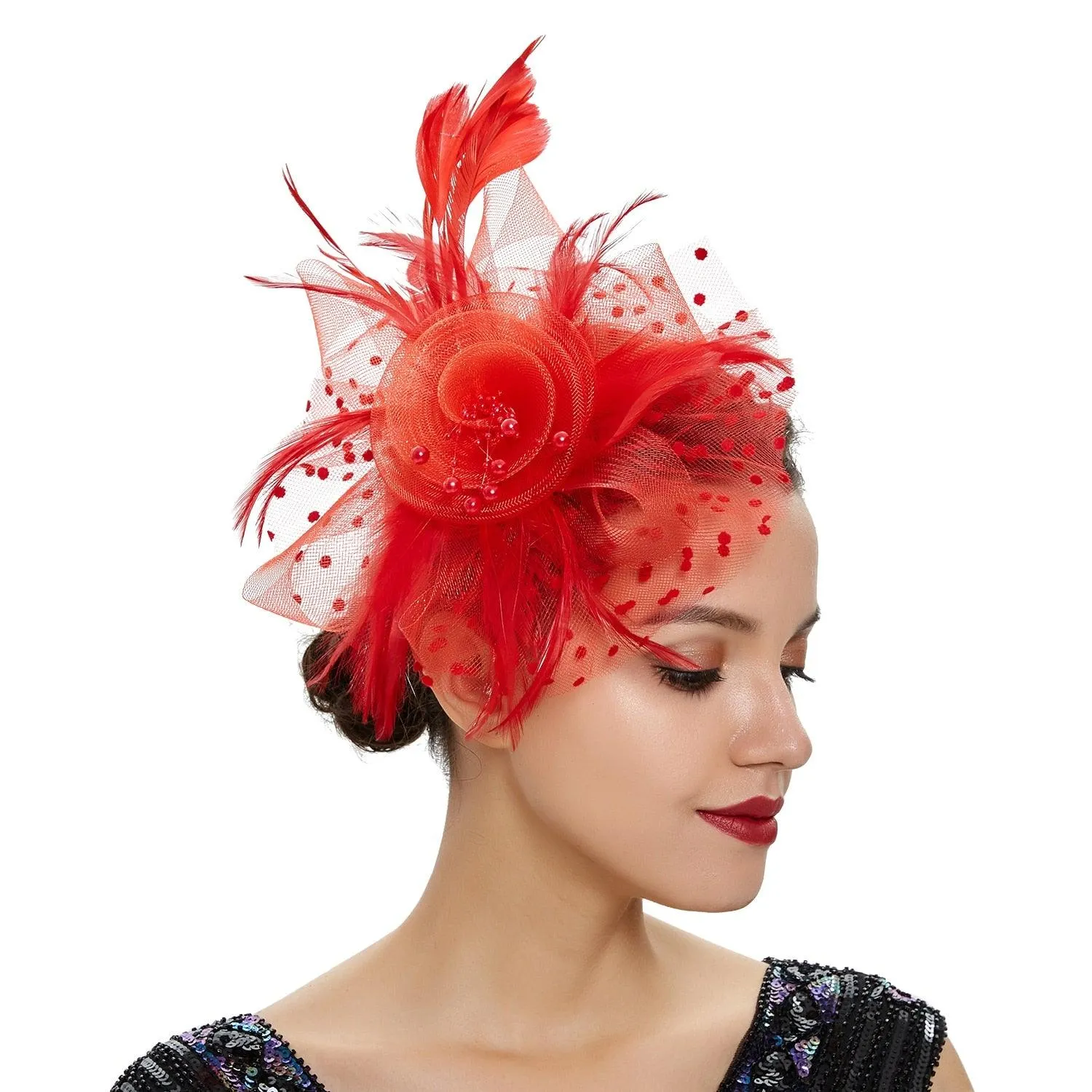 Add a Vintage Twist to Your Alternative Style with Feather Flower Fascinator Hat Ladies Hairpin