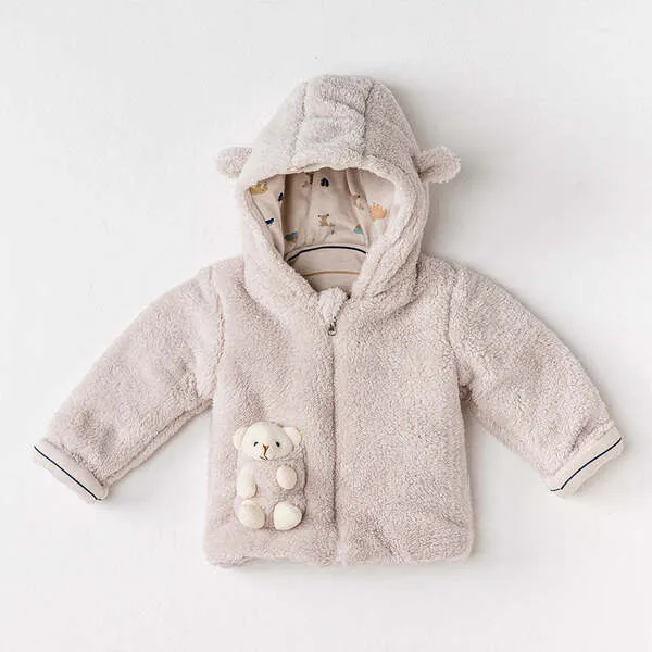 Andy Wawa Hooded Bear Welsoft Coat, Beige