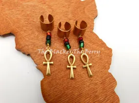 Ankh Hair Accessories Locs Dread Twist RBG Pan African Handmade