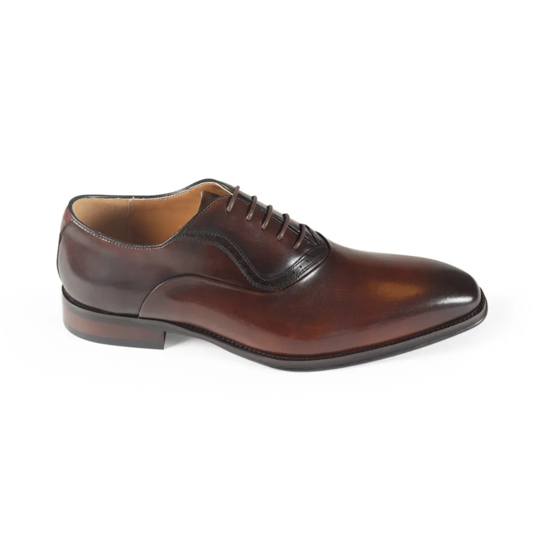 AZOR LA MODE Men's Geneva Leather Wing Tip Brogue Shoes - Brown