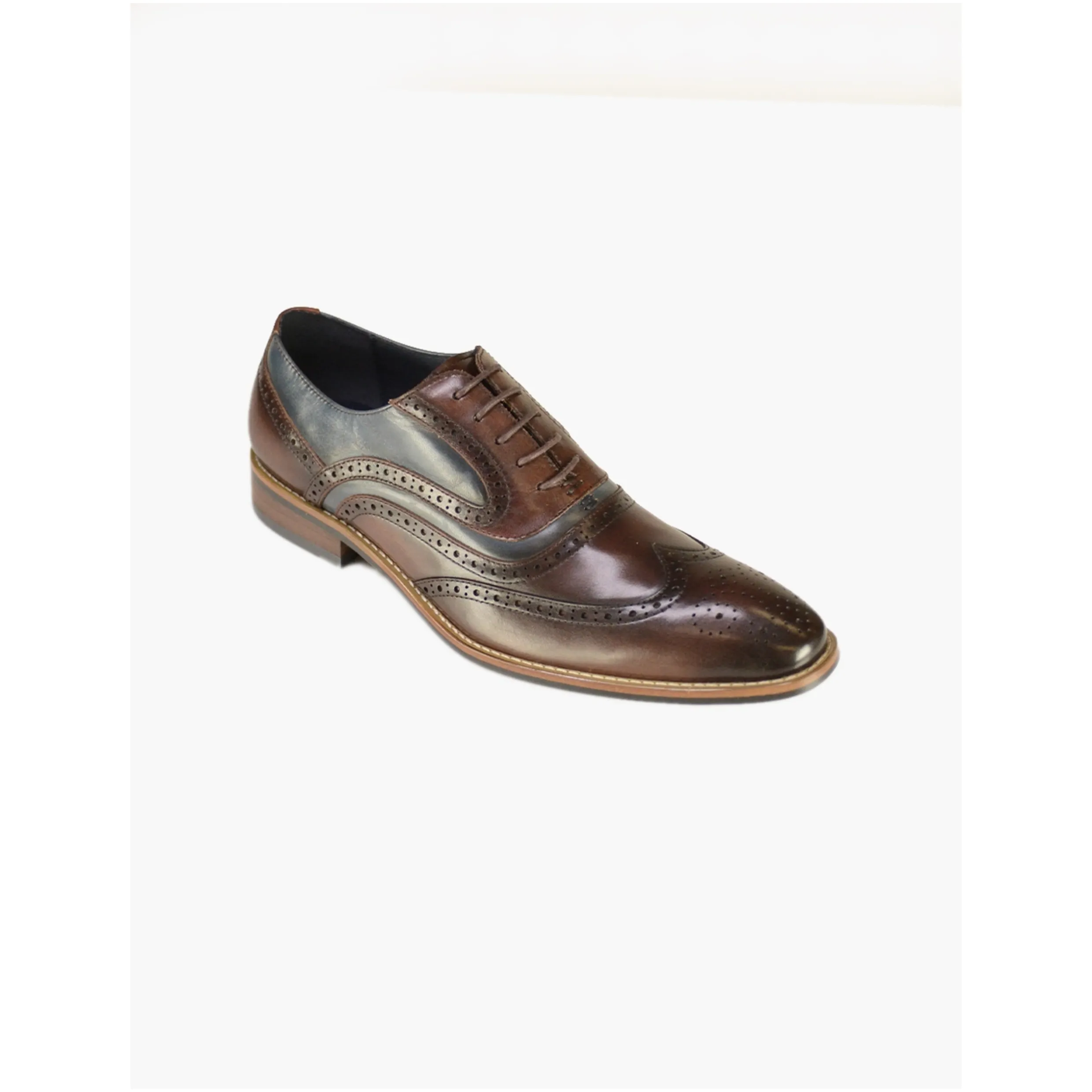 AZOR LA MODE Webster Leather Brogue Shoes Brown/Navy