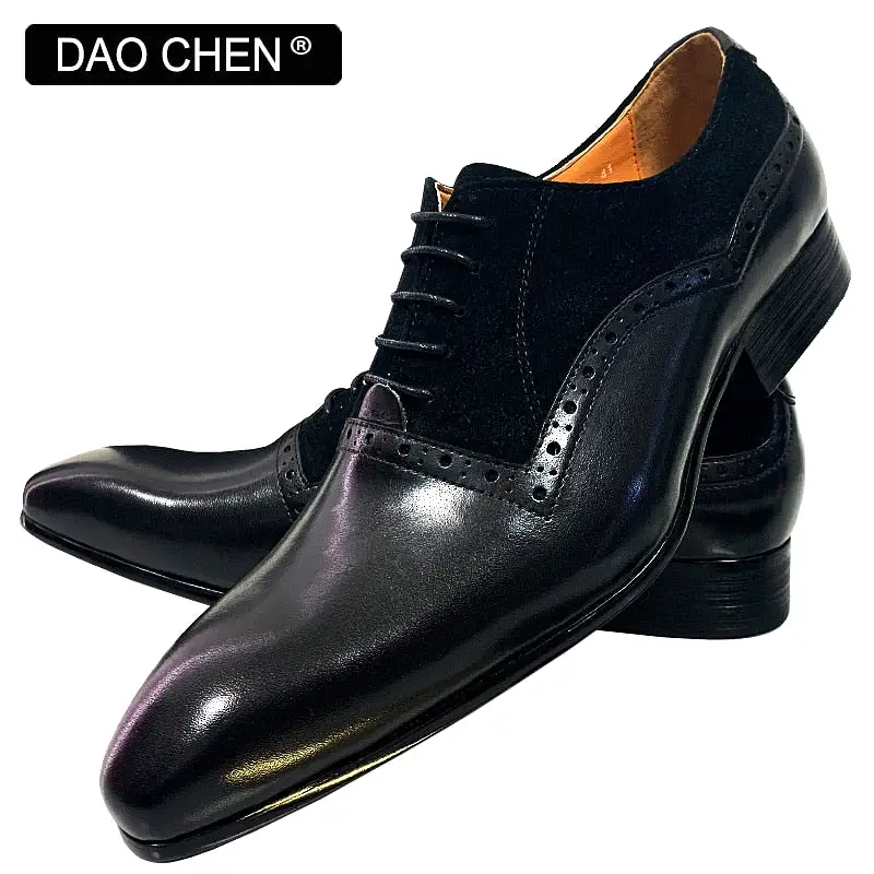 BLACK OXFORD SHOES LACE UP POINTED LEATHER SHOES