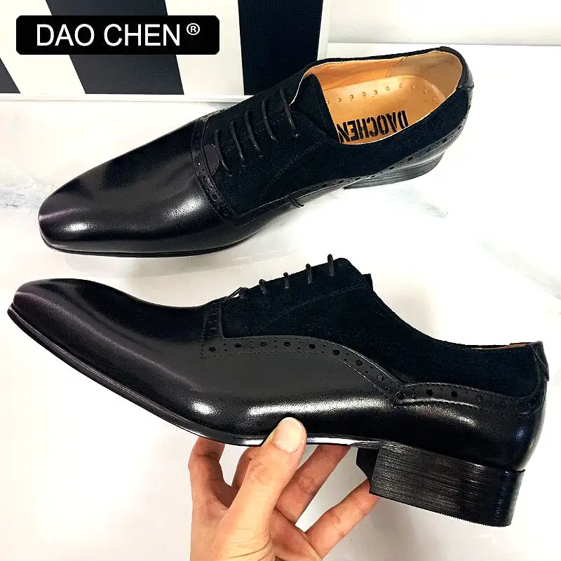 BLACK OXFORD SHOES LACE UP POINTED LEATHER SHOES