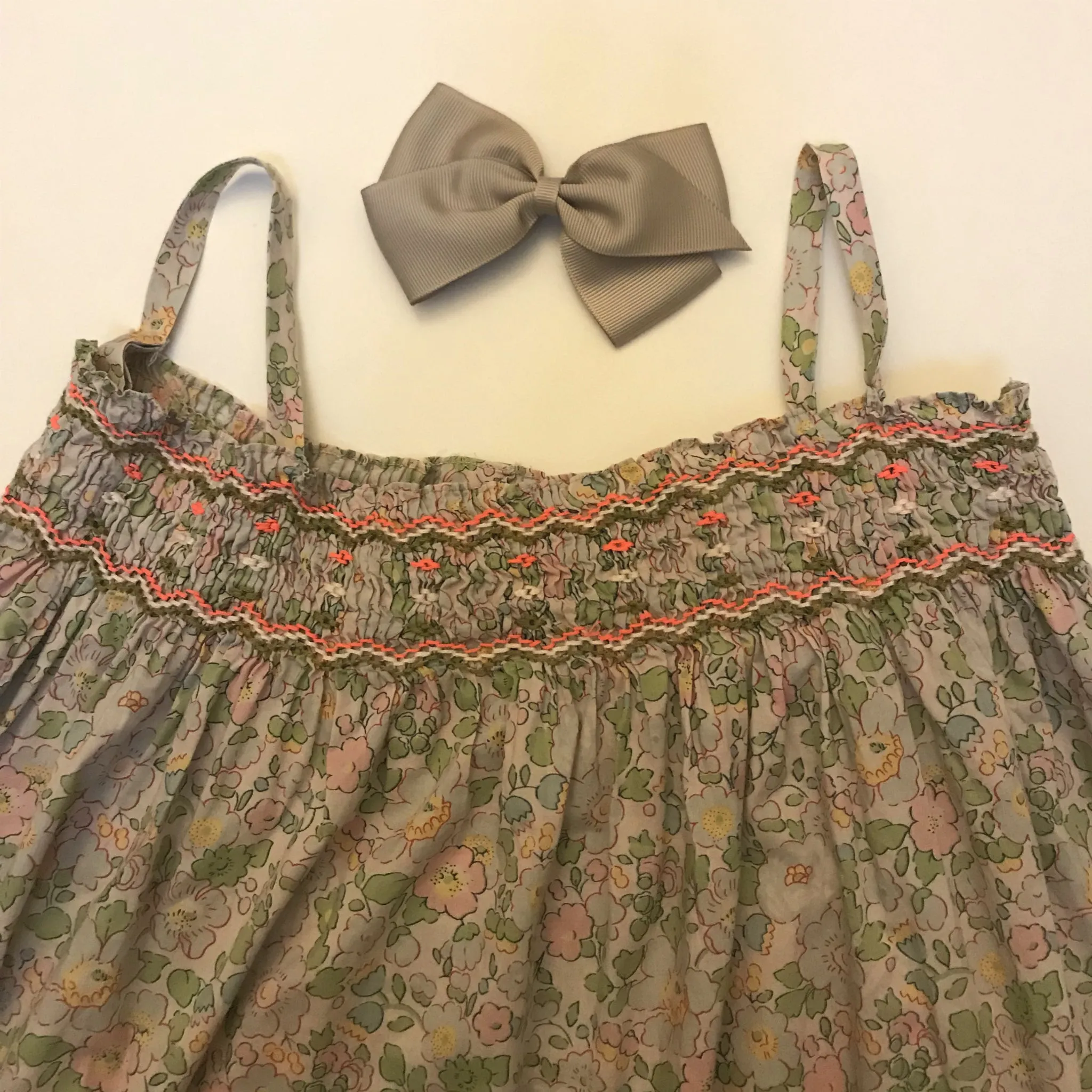 Bonpoint Liberty Print Hand Smocked Sundress