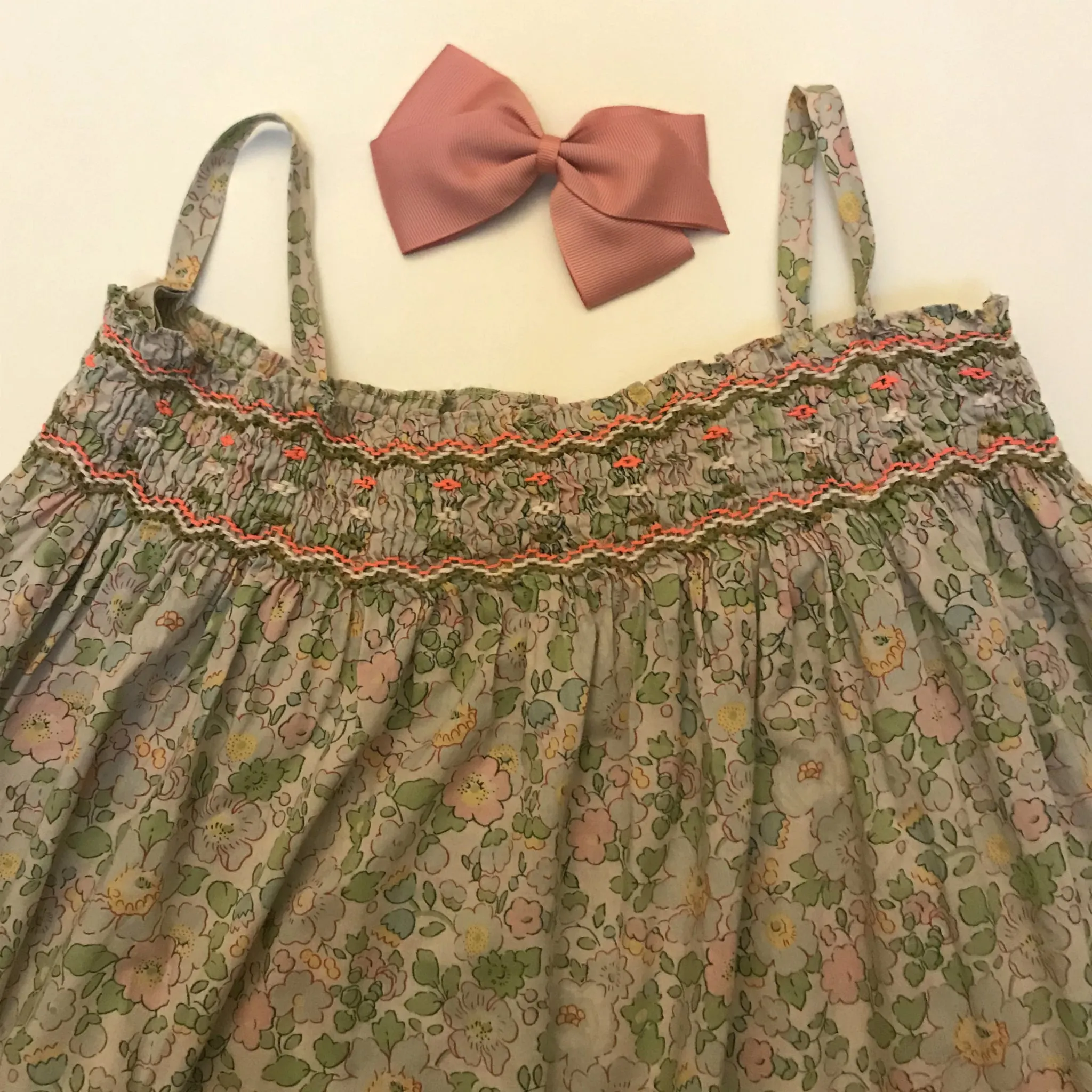 Bonpoint Liberty Print Hand Smocked Sundress