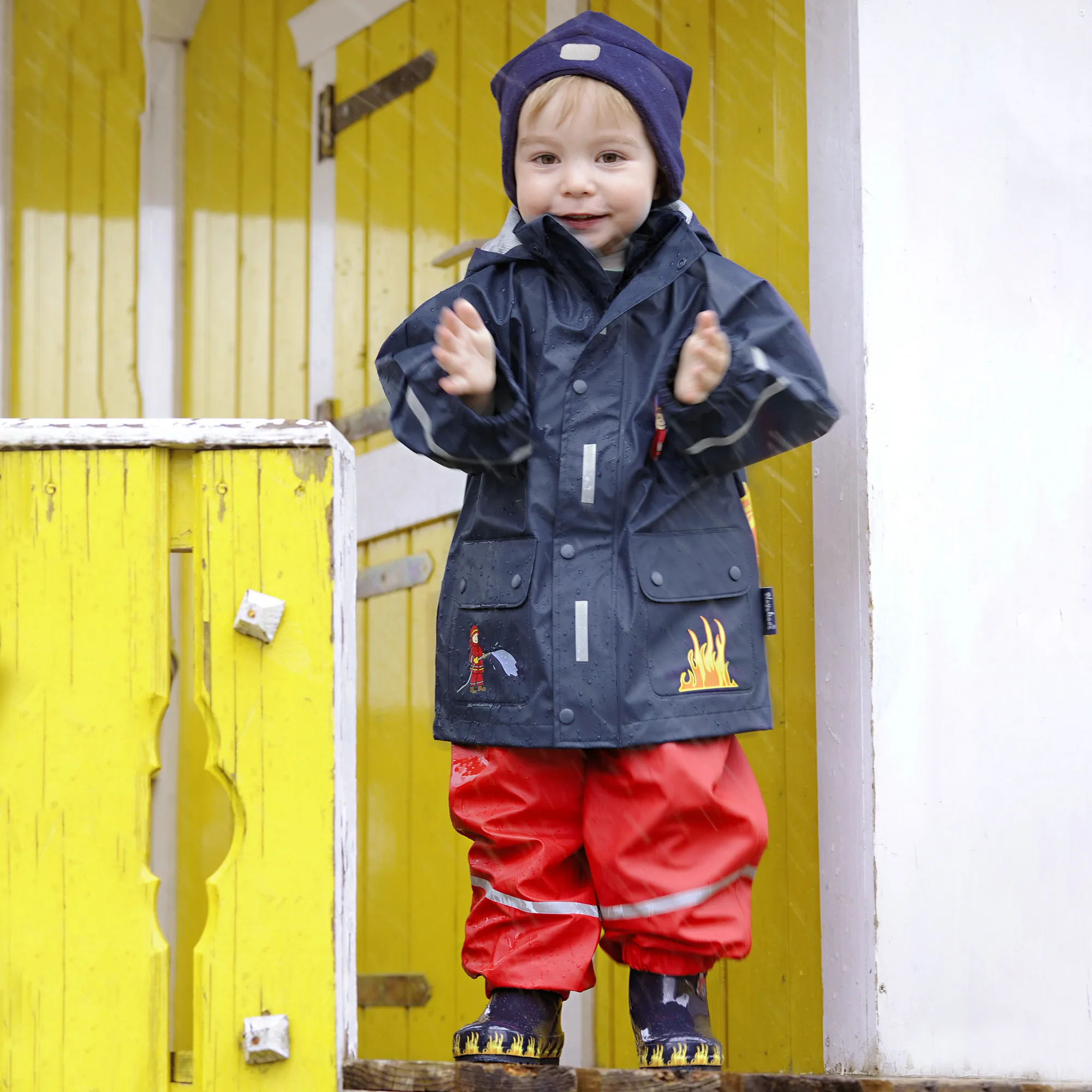 Boys Blue Fire Engine Raincoat