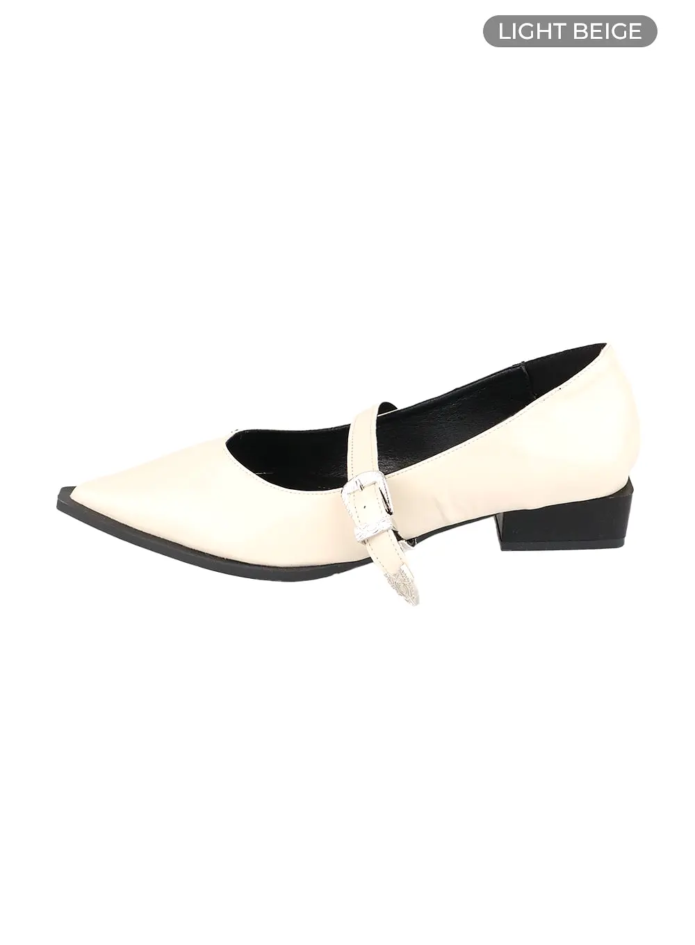 Buckle Pointed Toe Flats with Low Heels CA412