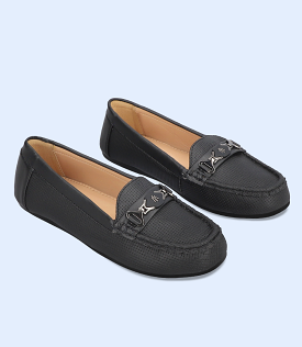 BW8874-BLACK-Women Comfort Moccasins