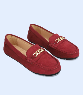 BW8885-MAROON-Women Comfort Moccasins