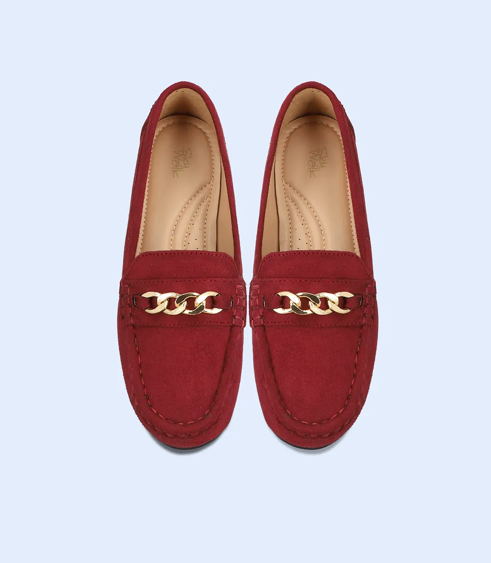 BW8885-MAROON-Women Comfort Moccasins