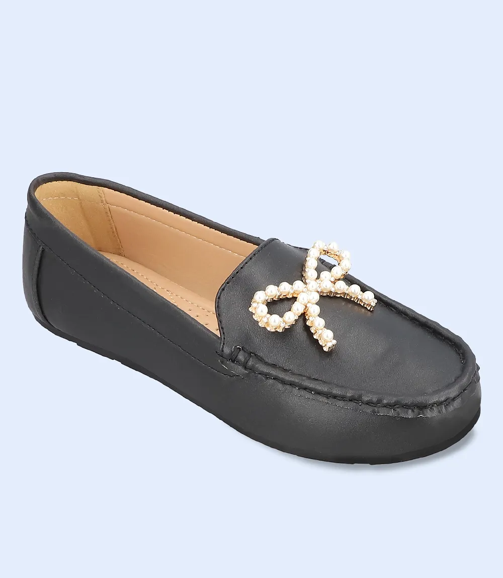 BW9640-BLACK-Women Comfort Moccasins