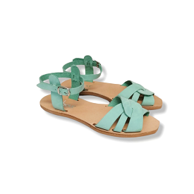 CALLIROE MINT FLAT LEATHER SANDALINAS