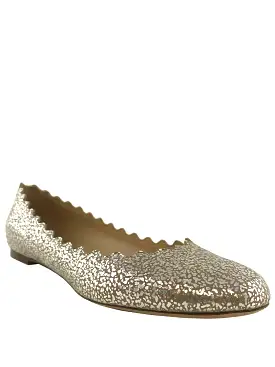 Chloe Lauren Cracked-Foil Leather Flats Size 8