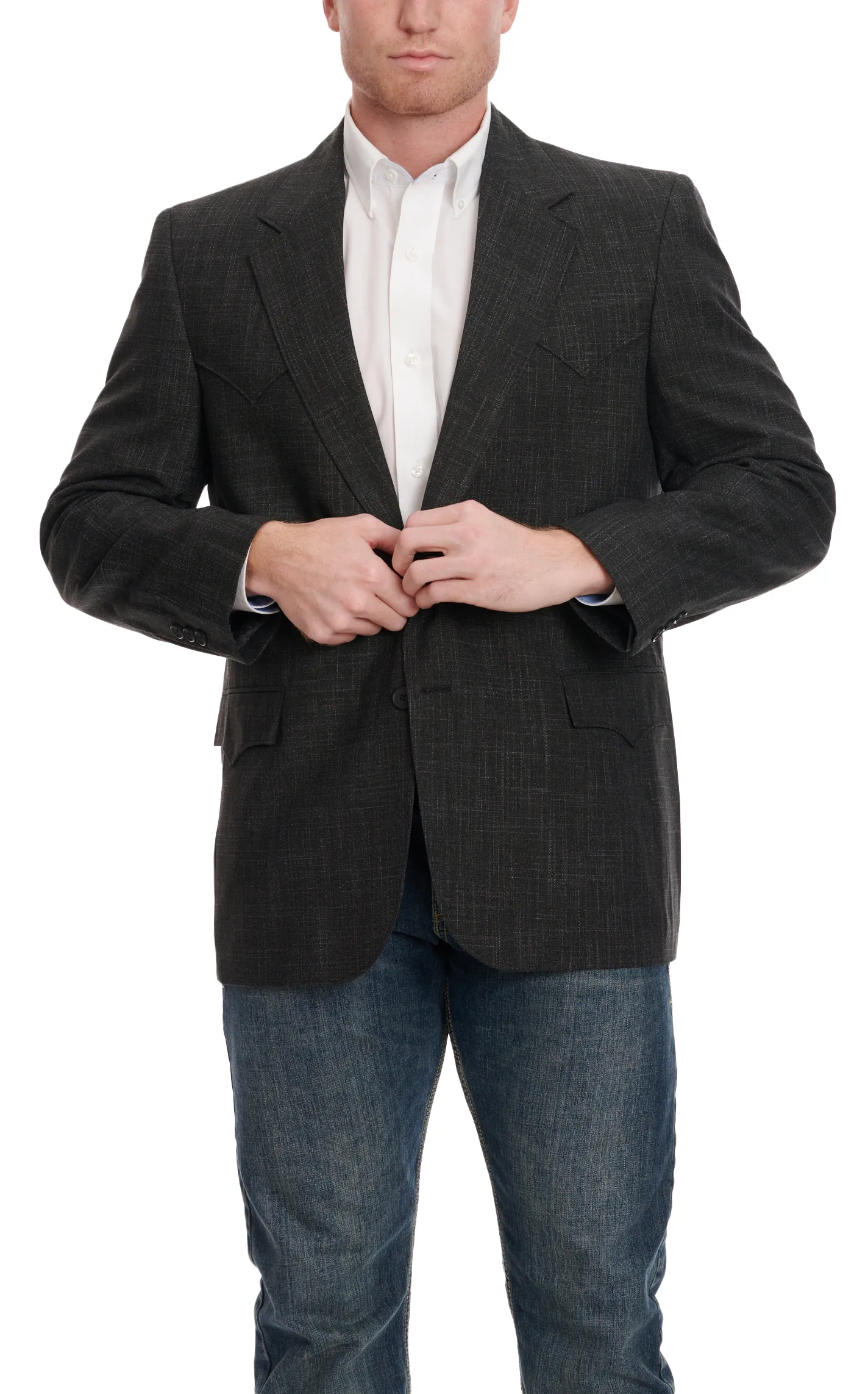 Circle S Men's Charcoal & Grey Accent Sport Coat