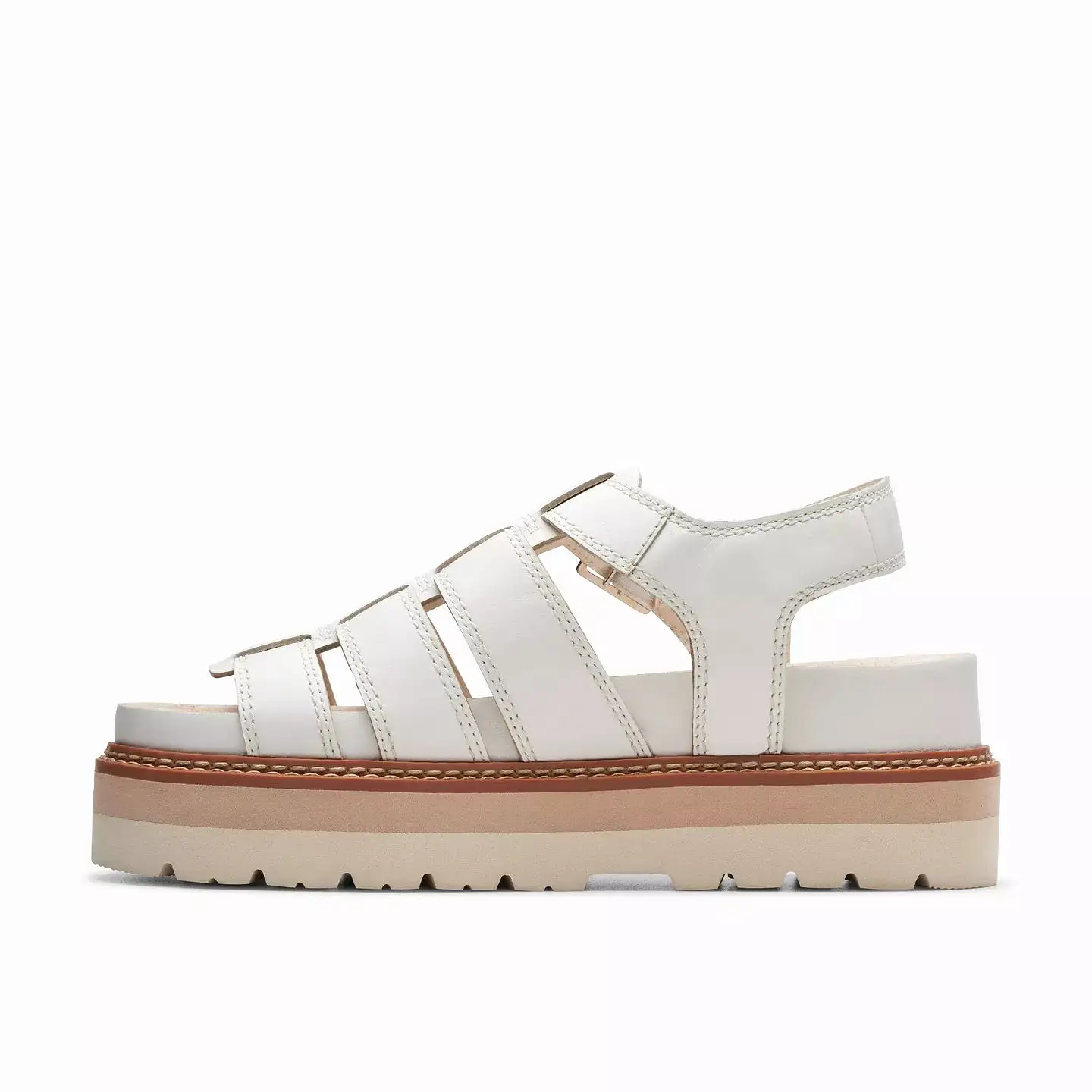 Clarks Orianna Twist Off White Leather Sandals