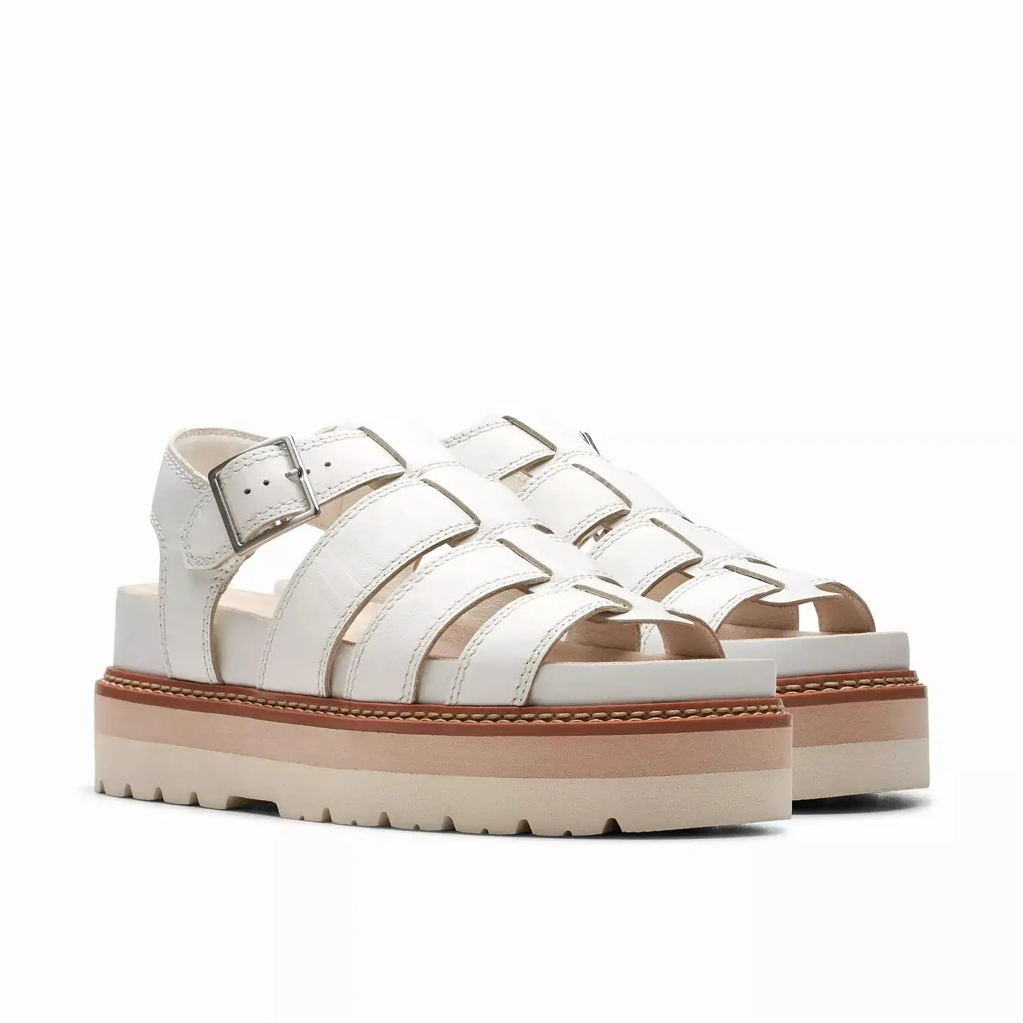 Clarks Orianna Twist Off White Leather Sandals