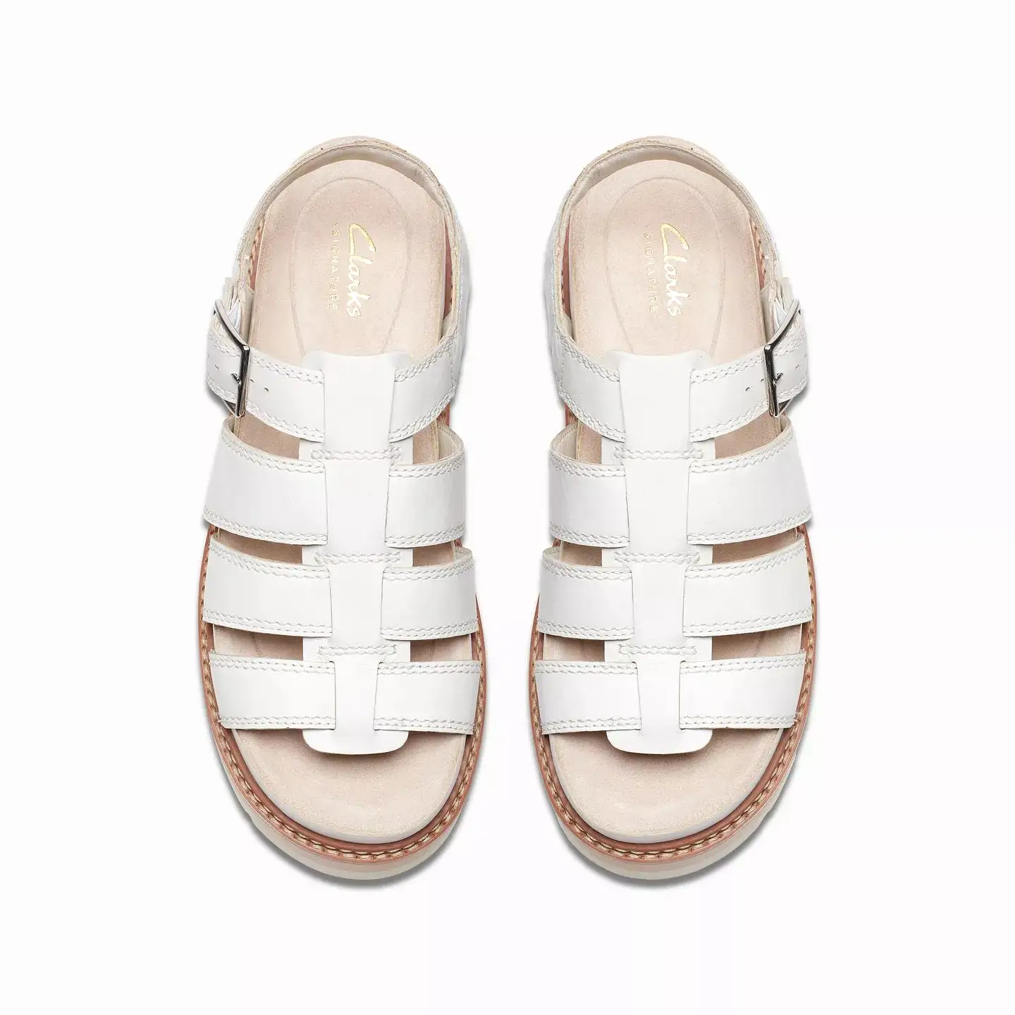 Clarks Orianna Twist Off White Leather Sandals