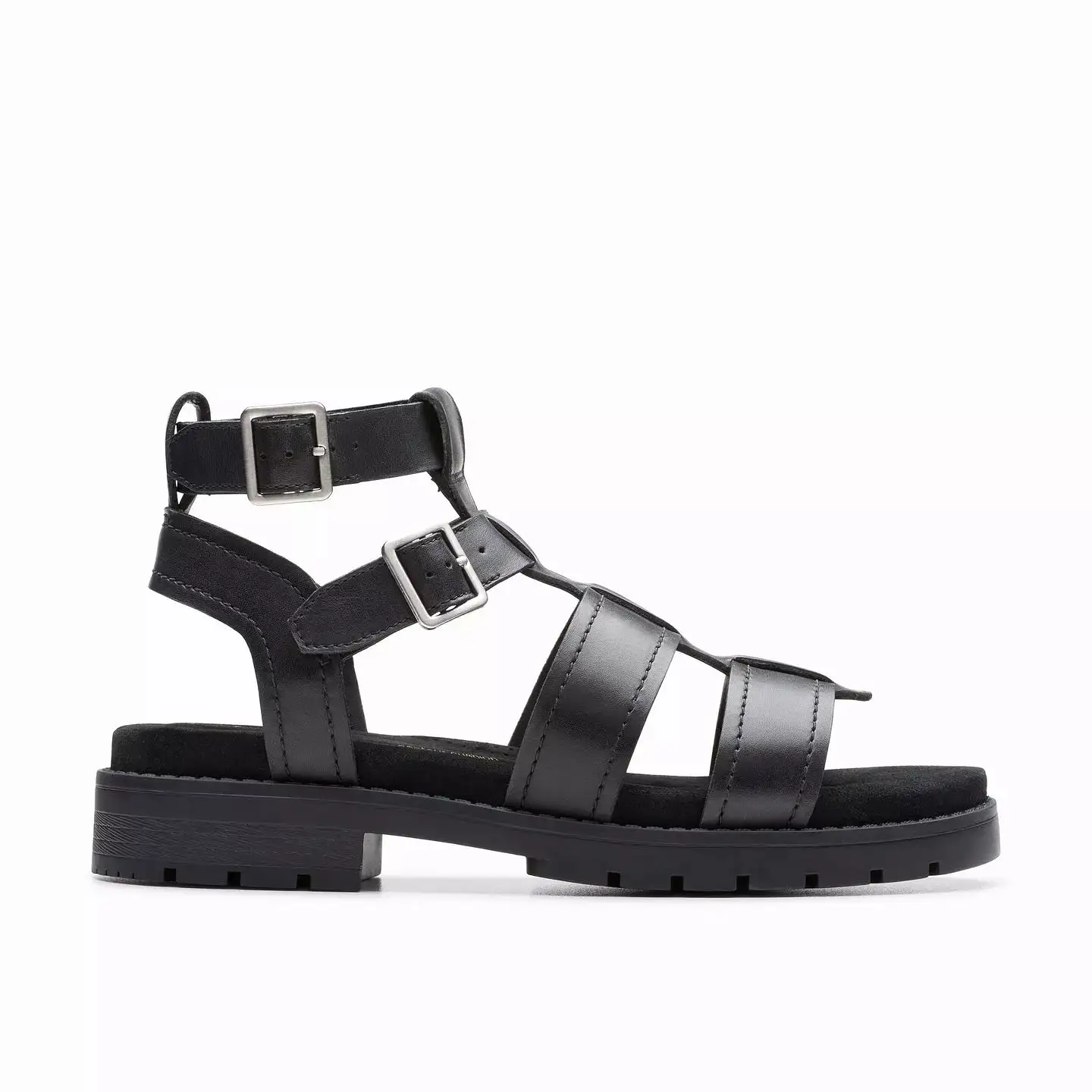 Clarks Orinoco Cove Black Leather Sandals