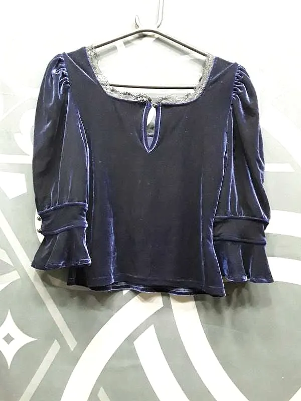 Dottie Dottie Velvet Top [BLUE] Resurrect