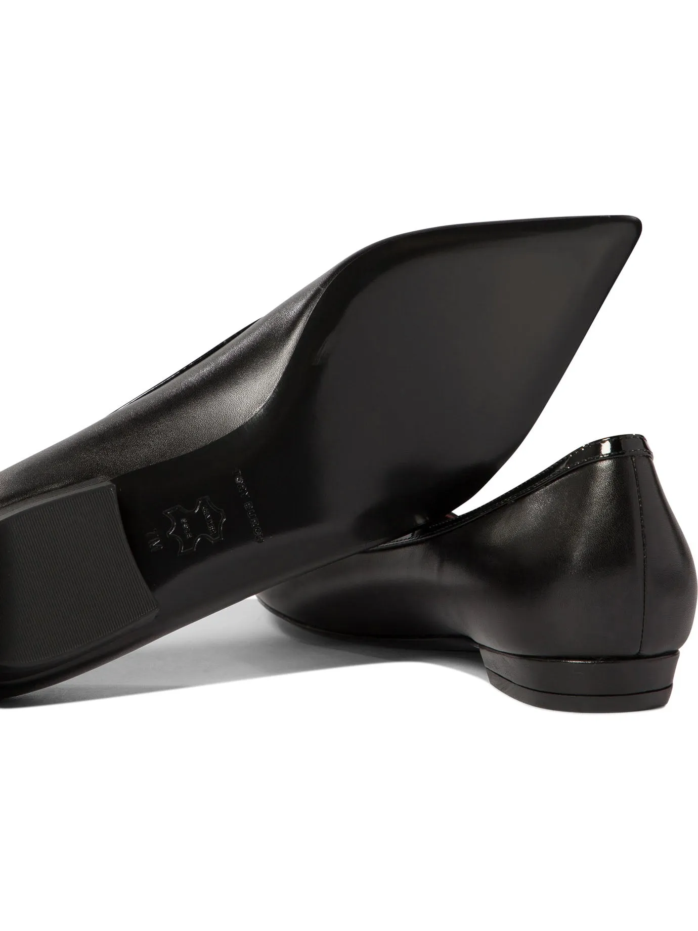 Double Buckle Pointed Toe Ballerinas Black