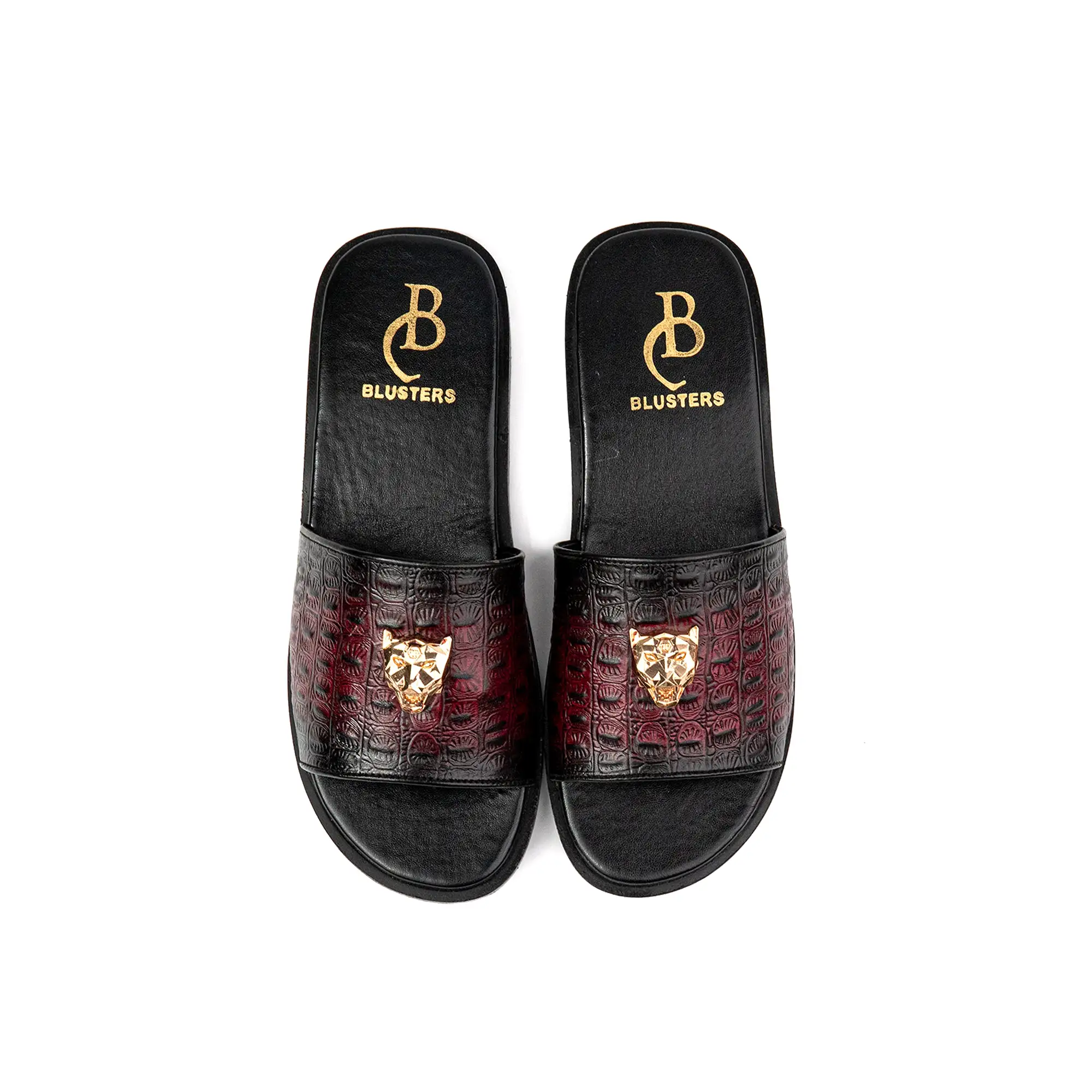 Dual Toned Buckled Premium Leather Slippers