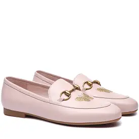 EVERAU Everau Pink Loafer With Metal Buckle And Butterfly Embroidery