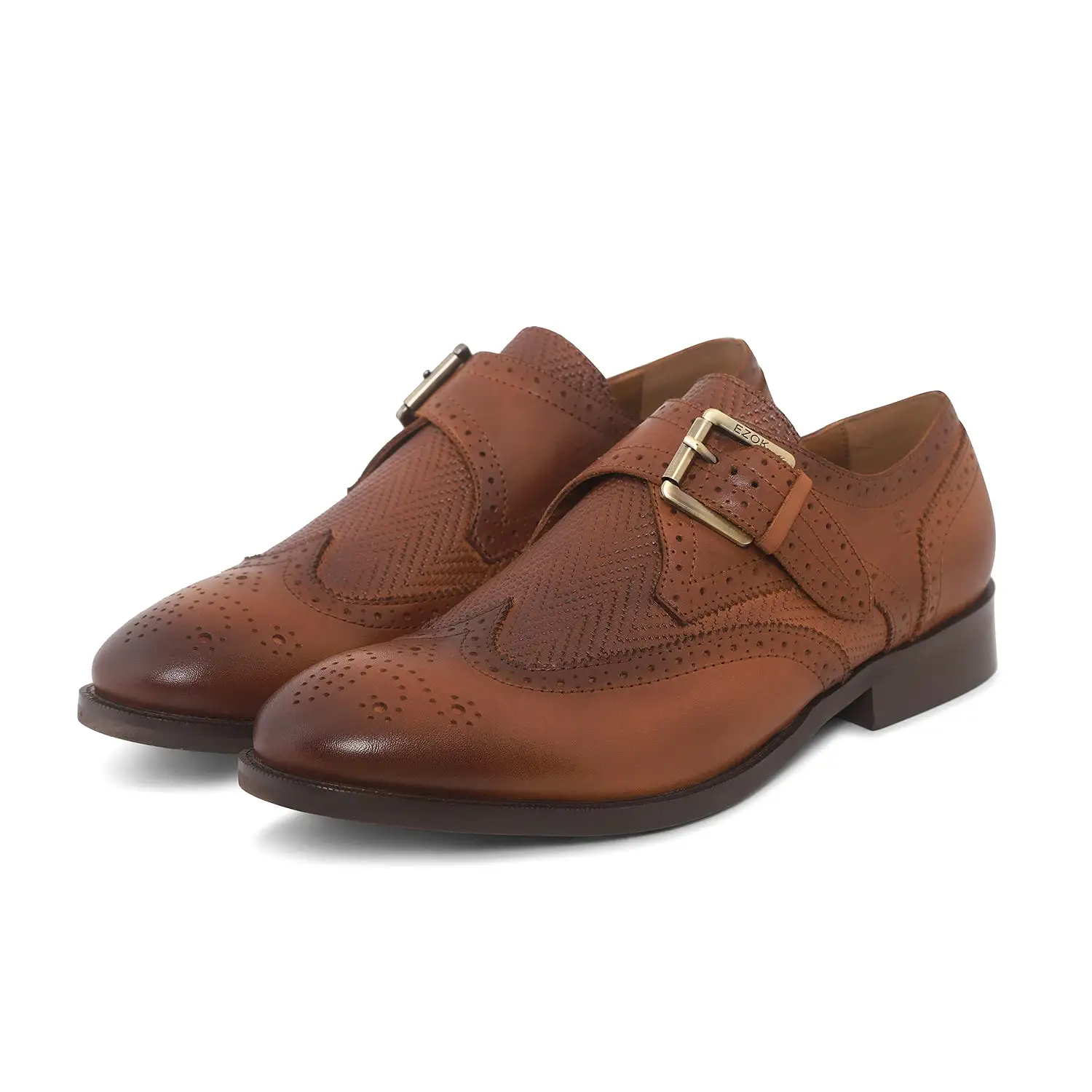 Ezok Tan Single Strap Monk Shoes