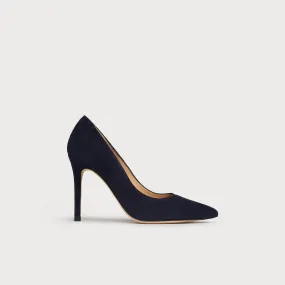 Fern Navy Suede Pointed Toe Courts, Navy Blue