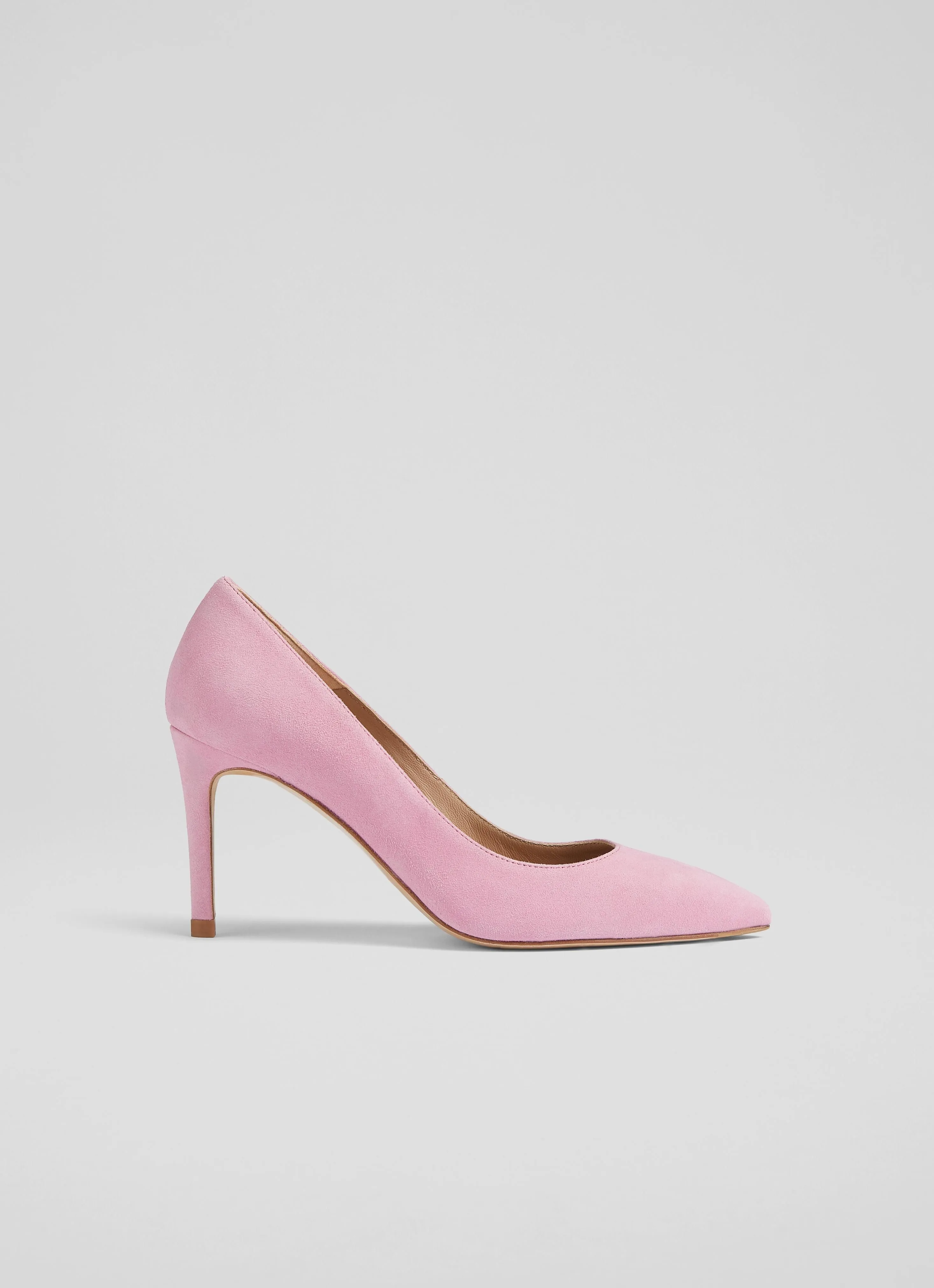 Floret Pink Suede Pointed Toe Courts, Pink