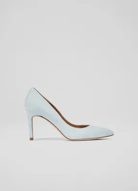 Floret Sea Green Suede Pointed Toe Courts, Green