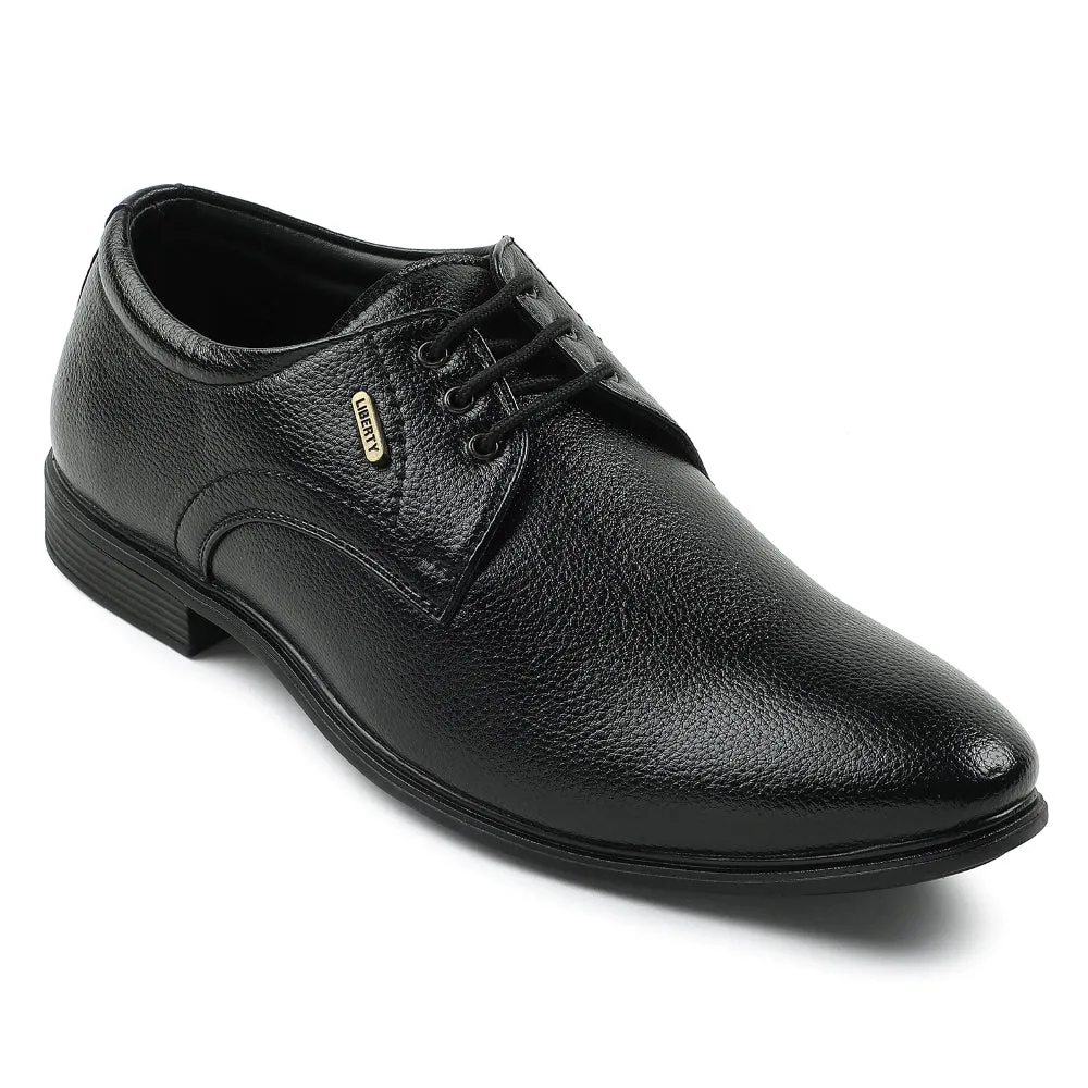 Fortune Black Formal Lacing Derby Shoes For Men HOL-130E By Liberty