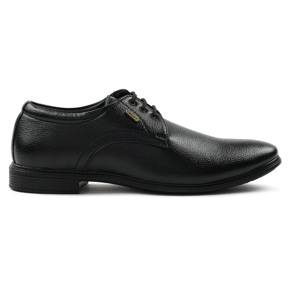 Fortune Black Formal Lacing Derby Shoes For Men HOL-130E By Liberty