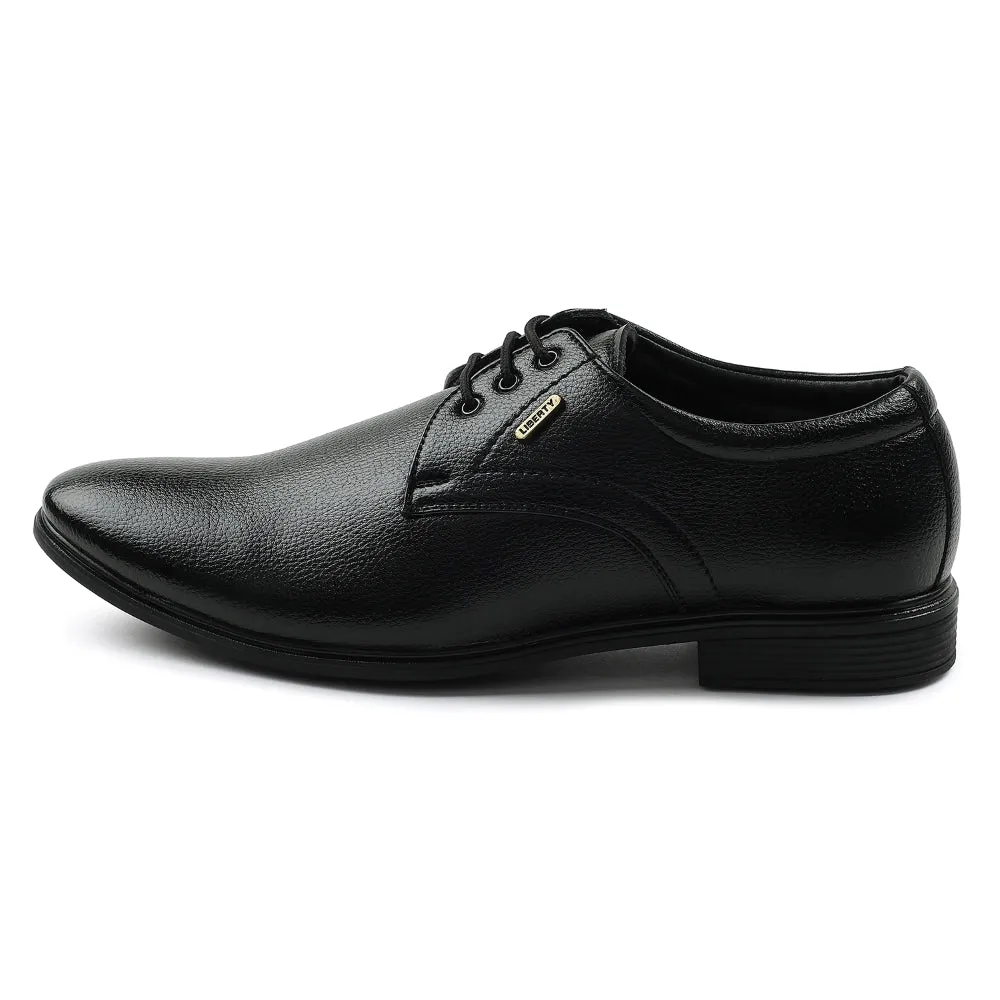 Fortune Black Formal Lacing Derby Shoes For Men HOL-130E By Liberty