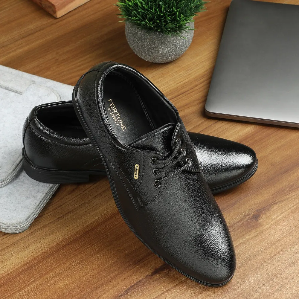 Fortune Black Formal Lacing Derby Shoes For Men HOL-130E By Liberty