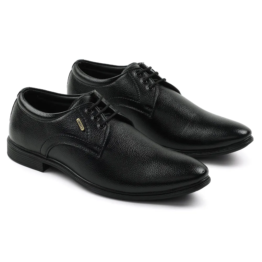 Fortune Black Formal Lacing Derby Shoes For Men HOL-130E By Liberty