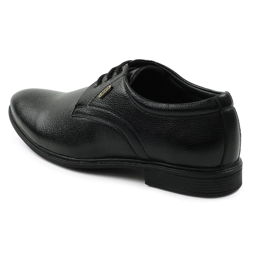 Fortune Black Formal Lacing Derby Shoes For Men HOL-130E By Liberty