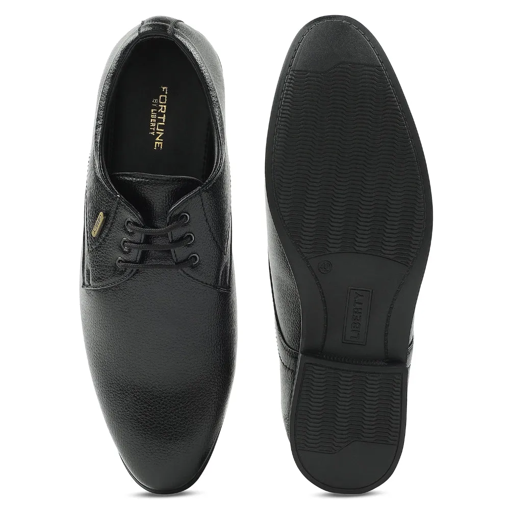 Fortune Black Formal Lacing Derby Shoes For Men HOL-130E By Liberty