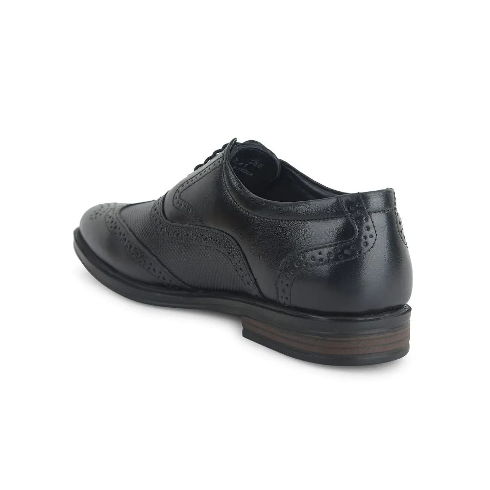 Fortune Formal Black Lacing Brogue Shoes For Men HOL-125E By Liberty