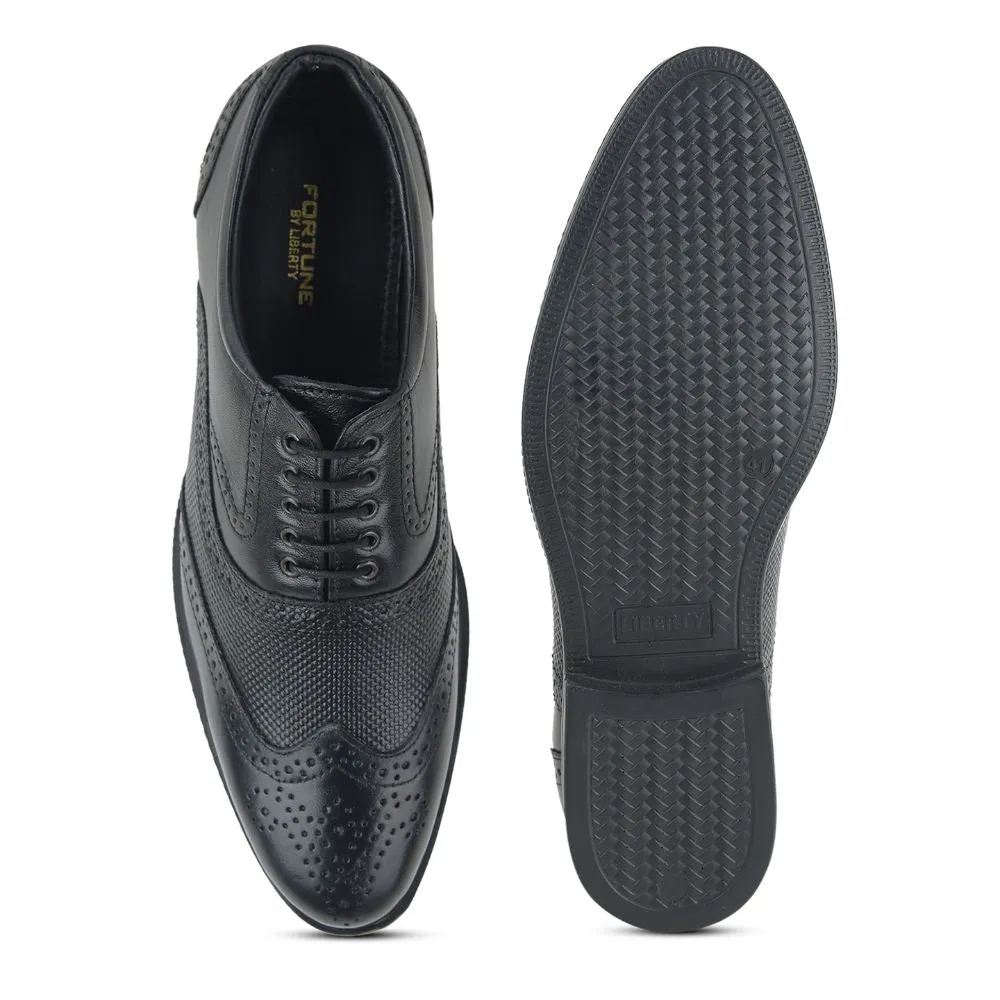 Fortune Formal Black Lacing Brogue Shoes For Men HOL-125E By Liberty