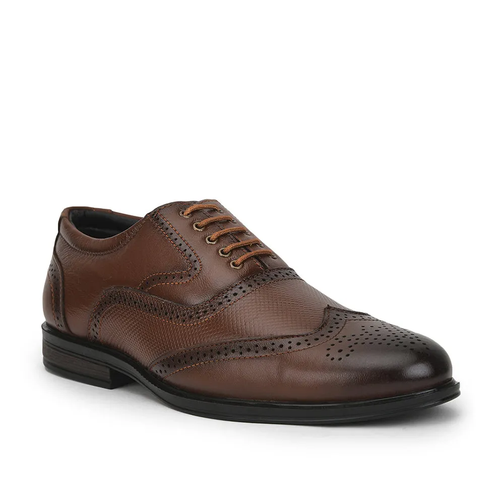 Fortune Formal Tan Lacing Brogue Shoes For Men HOL-125E By Liberty