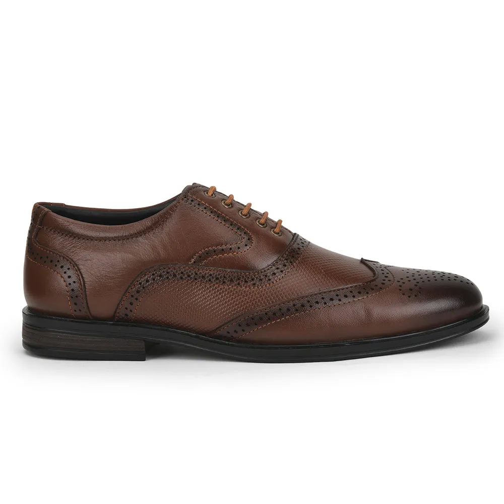 Fortune Formal Tan Lacing Brogue Shoes For Men HOL-125E By Liberty